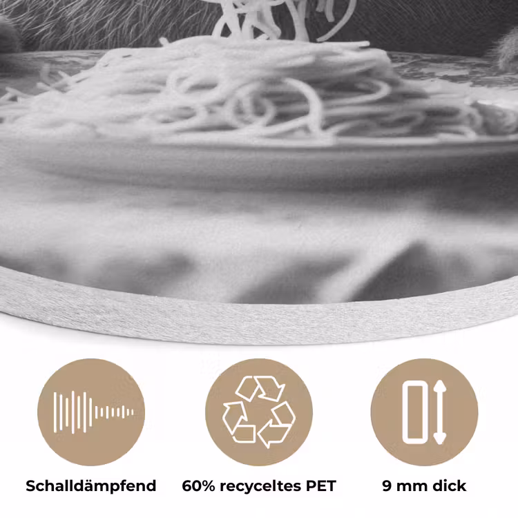 Konijn - Bunny - Zonnebril - Tafelkleed - Pasta - Schattig Akoestische PET Vilt - Rond klein -closeup_DE