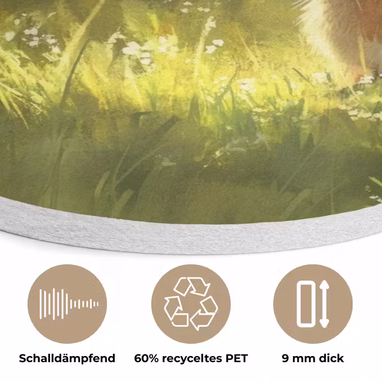 Konijn - Zonlicht - Bos Akoestische PET Vilt - Rond klein -closeup_DE