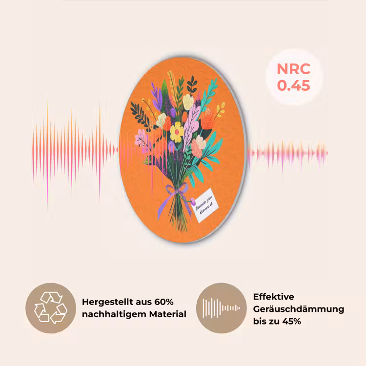 Kaartje - Boeket - Bloemen Akoestische PET Vilt - Rond klein -USP_DE