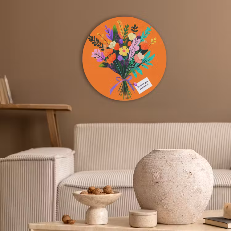 Kaartje - Boeket - Bloemen Akoestische PET Vilt - Rond klein -sfeer1