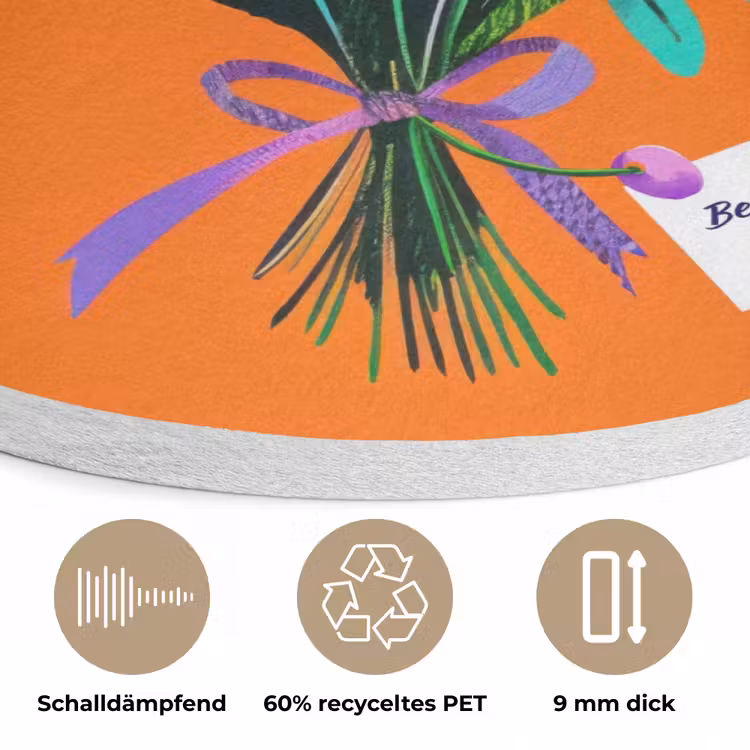 Kaartje - Boeket - Bloemen Akoestische PET Vilt - Rond klein -closeup_DE