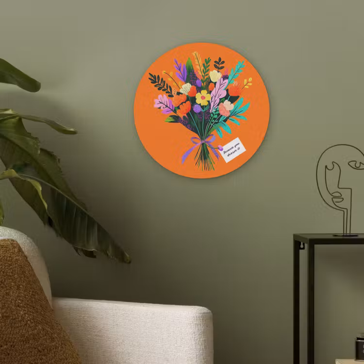 Kaartje - Boeket - Bloemen Akoestische PET Vilt - Rond klein -sfeer2