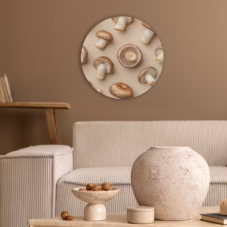 Kastanje Champignons - Beige Akoestische PET Vilt - Rond klein -sfeer1