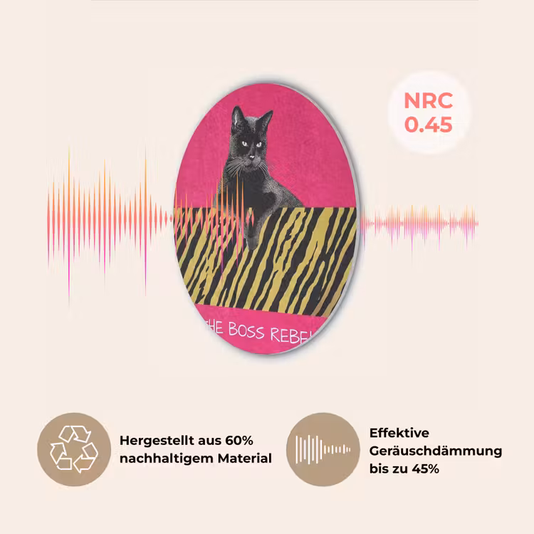 Kat - Baas - Roze - Tijgerprint Akoestische PET Vilt - Rond klein -USP_DE