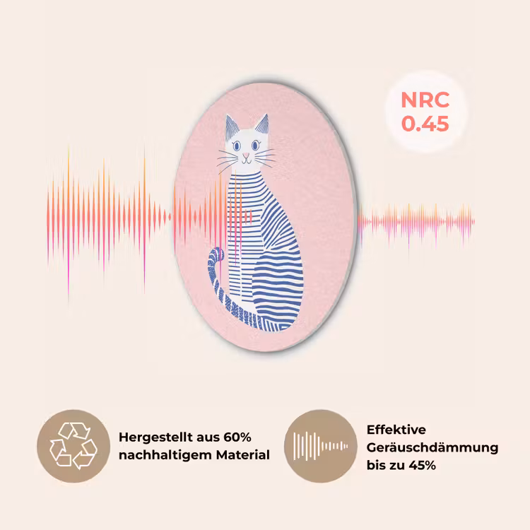Kat - Illustratie - Minimalistisch - Roze Akoestische PET Vilt - Rond klein -USP_DE