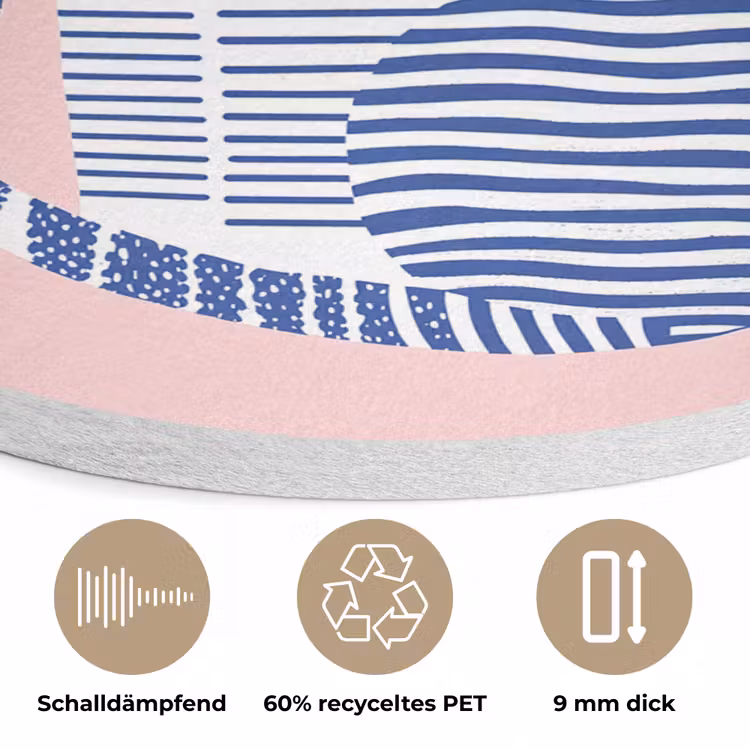 Kat - Illustratie - Minimalistisch - Roze Akoestische PET Vilt - Rond klein -closeup_DE