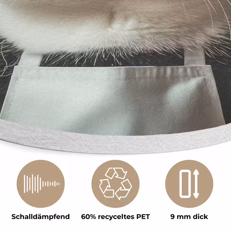 Kat - Kokskleding - Zwart - Wit Akoestische PET Vilt - Rond klein -closeup_DE