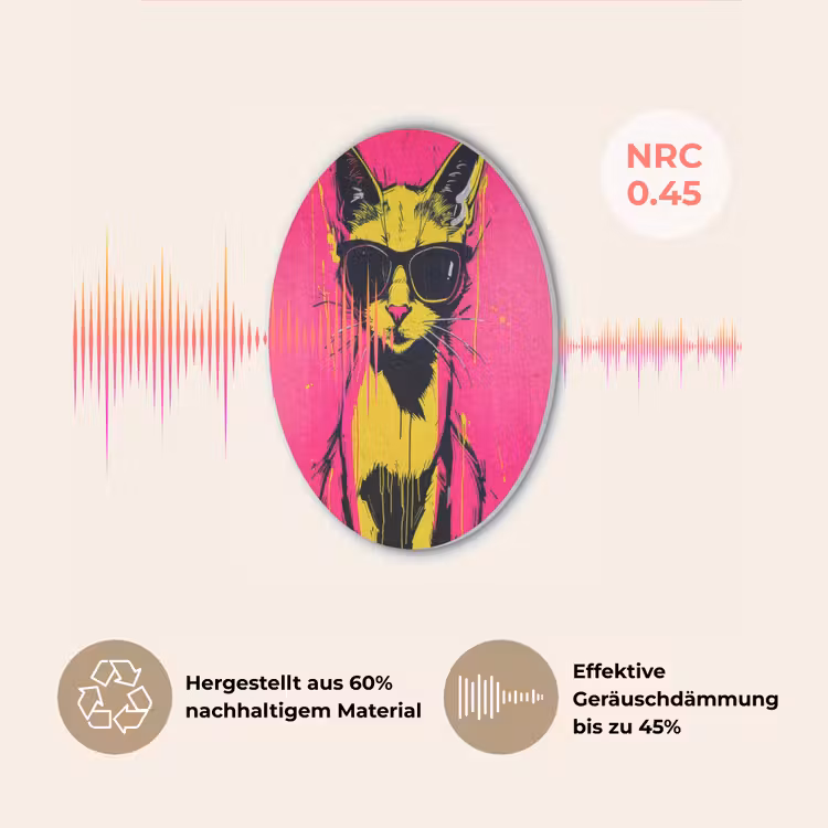 Kat - Art - Zonnebril - Roze Akoestische PET Vilt - Rond klein -USP_DE