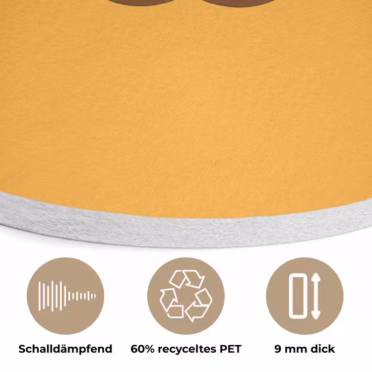 Kat - Simplistisch - Oranje - Vrolijk Akoestische PET Vilt - Rond klein -closeup_DE