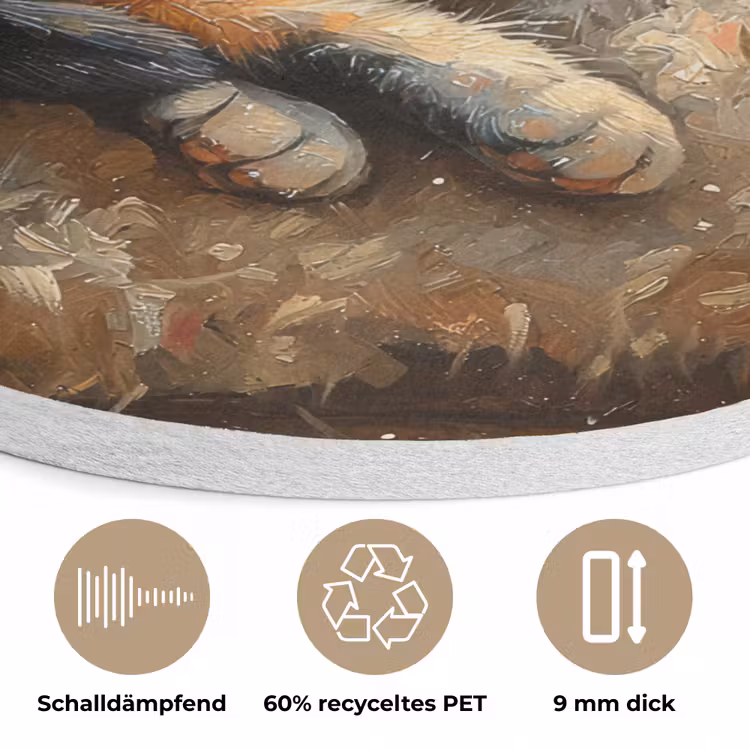 Kat - Kerst - Winter - Dier Akoestische PET Vilt - Rond klein -closeup_DE