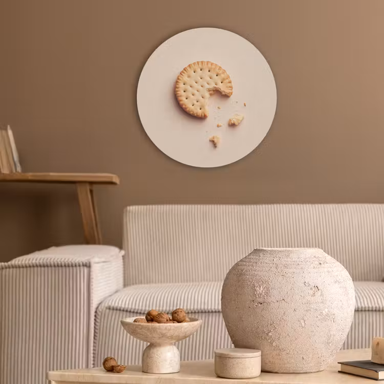 Koekje - Kruimels - beige Akoestische PET Vilt - Rond klein -sfeer1
