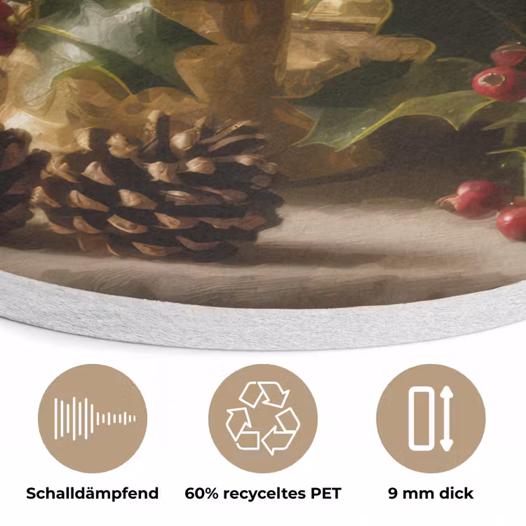 Kaarslicht - Kerst - Veelkleurig Akoestische PET Vilt - Rond klein -closeup_DE
