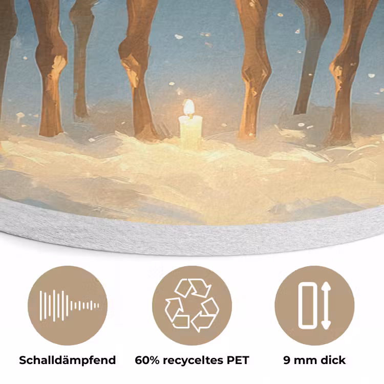 Dennensprookje - Rendier - Nacht Akoestische PET Vilt - Rond klein -closeup_DE