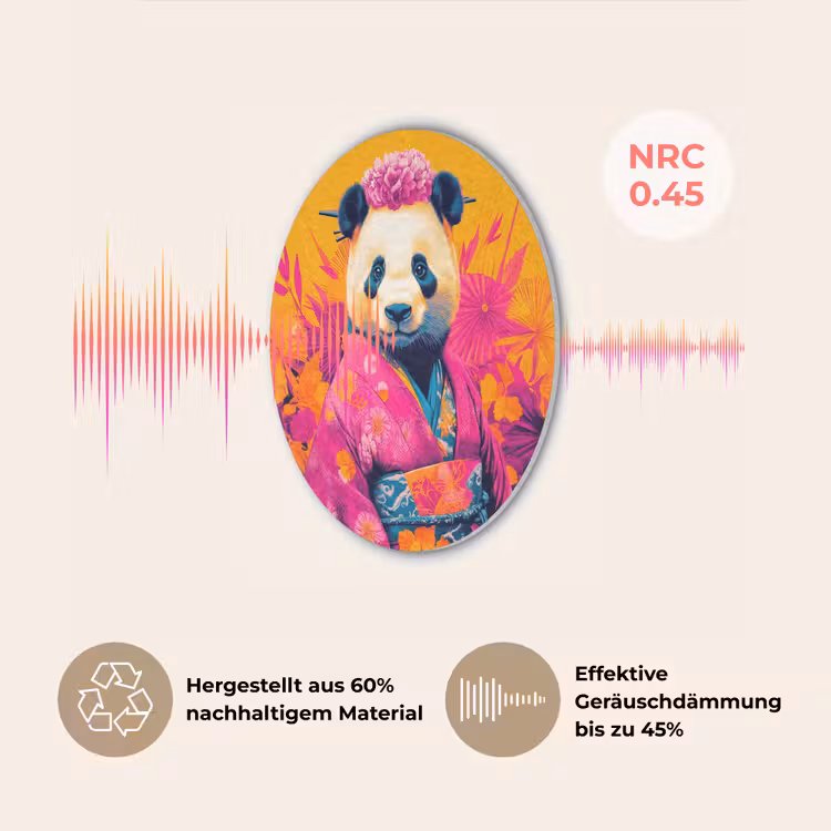 Kimono - Roze - Panda - Bloemenkroon Akoestische PET Vilt - Rond klein -USP_DE