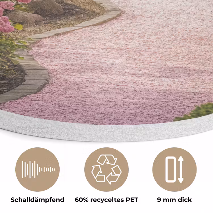 Kersenbloesem - Natuur - Sakura - Pad - Japanse tuin Akoestische PET Vilt - Rond klein -closeup_DE
