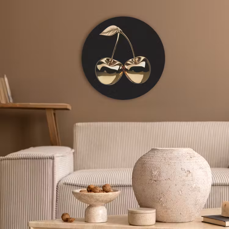 Kersen - Zwart - Goud - Chrome Akoestische PET Vilt - Rond klein -sfeer1