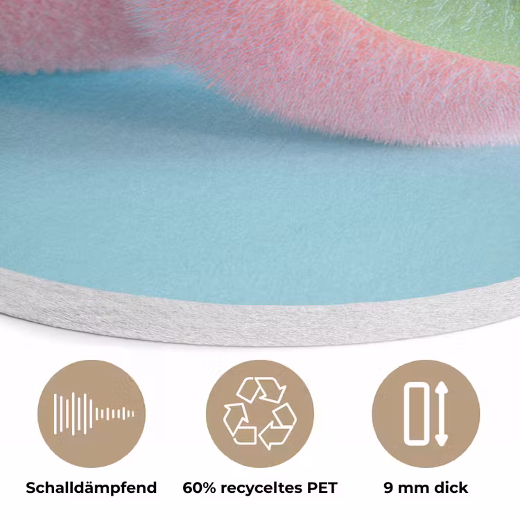 Kiwi - Blauw - Surrealistisch Akoestische PET Vilt - Rond klein -closeup_DE