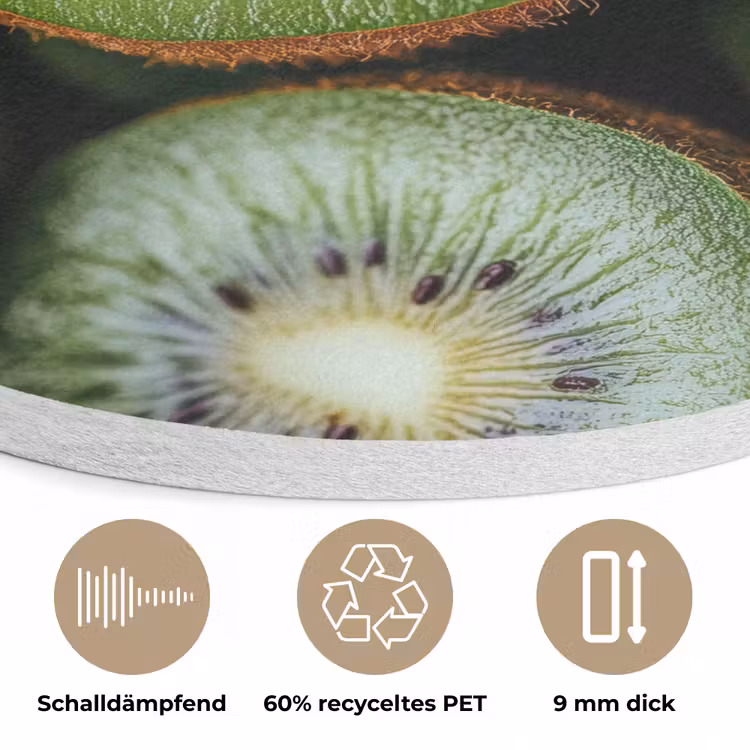 Kiwi - Fruit - Groen Akoestische PET Vilt - Rond klein -closeup_DE