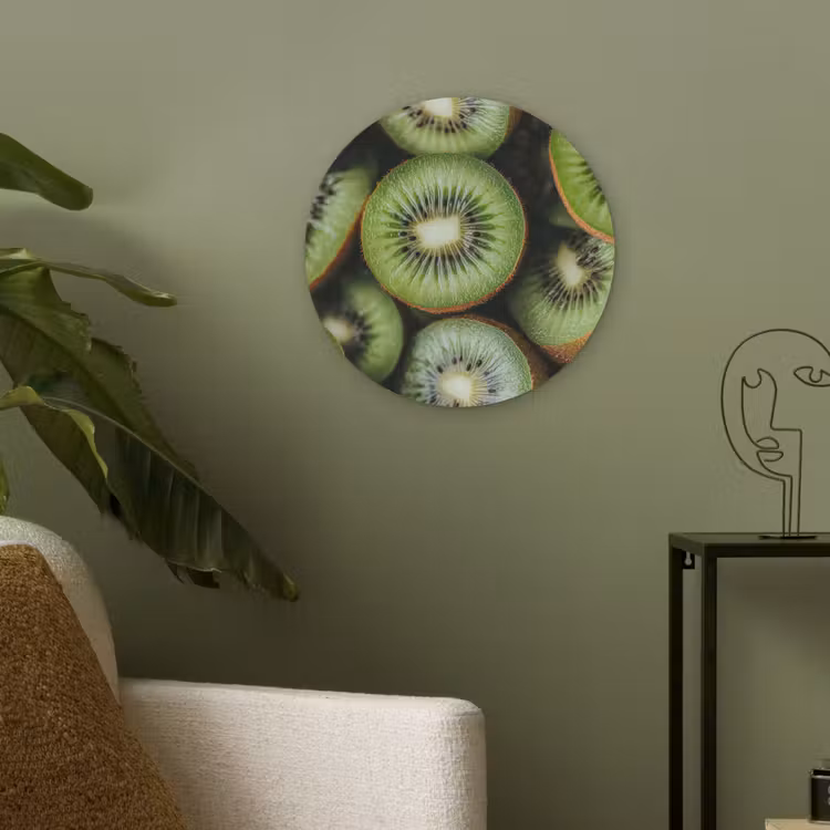 Kiwi - Fruit - Groen Akoestische PET Vilt - Rond klein -sfeer2