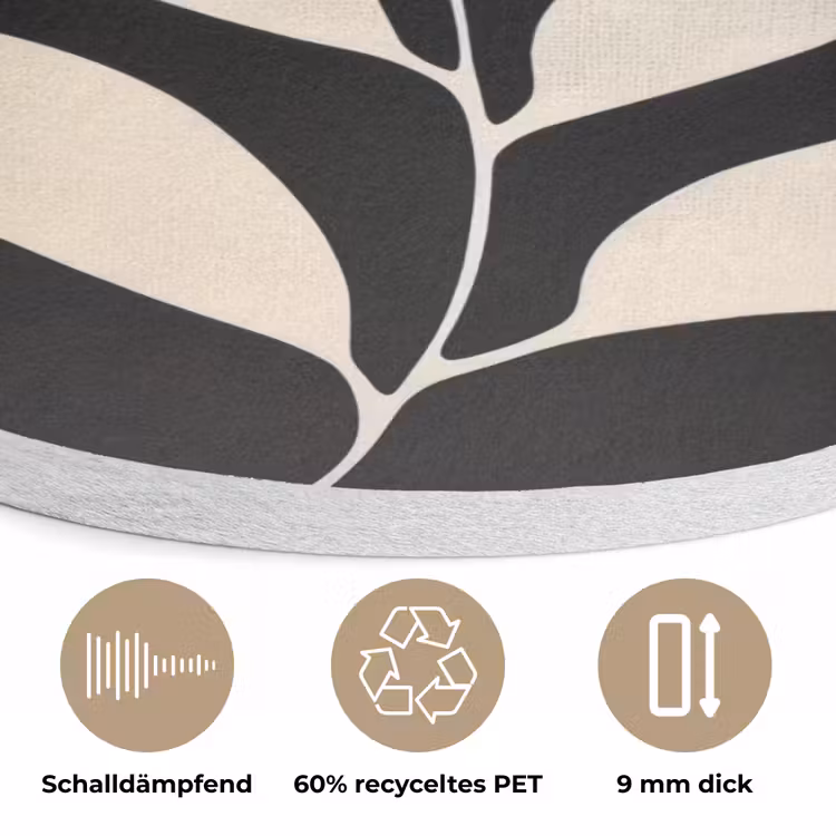 Blad - Wit - Minimalistisch Akoestische PET Vilt - Rond klein -closeup_DE