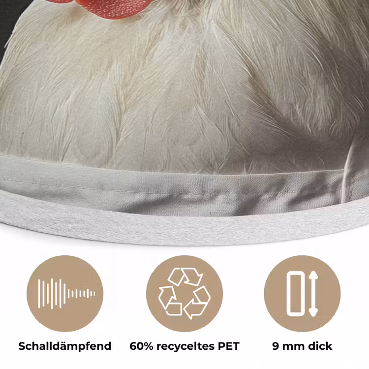 Kok - Rood - Kip Akoestische PET Vilt - Rond klein -closeup_DE