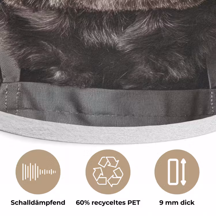 Kokskleding - Zwart - Hondje Akoestische PET Vilt - Rond klein -closeup_DE
