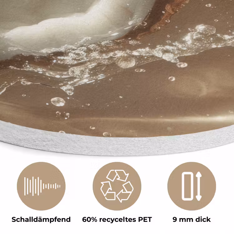 Kokosnoot - Water - Beige - Spetters Akoestische PET Vilt - Rond klein -closeup_DE