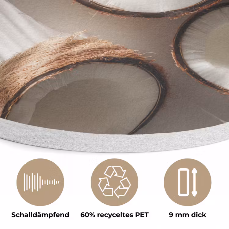 Kokosnoten - Bruin - Shaduw Akoestische PET Vilt - Rond klein -closeup_DE