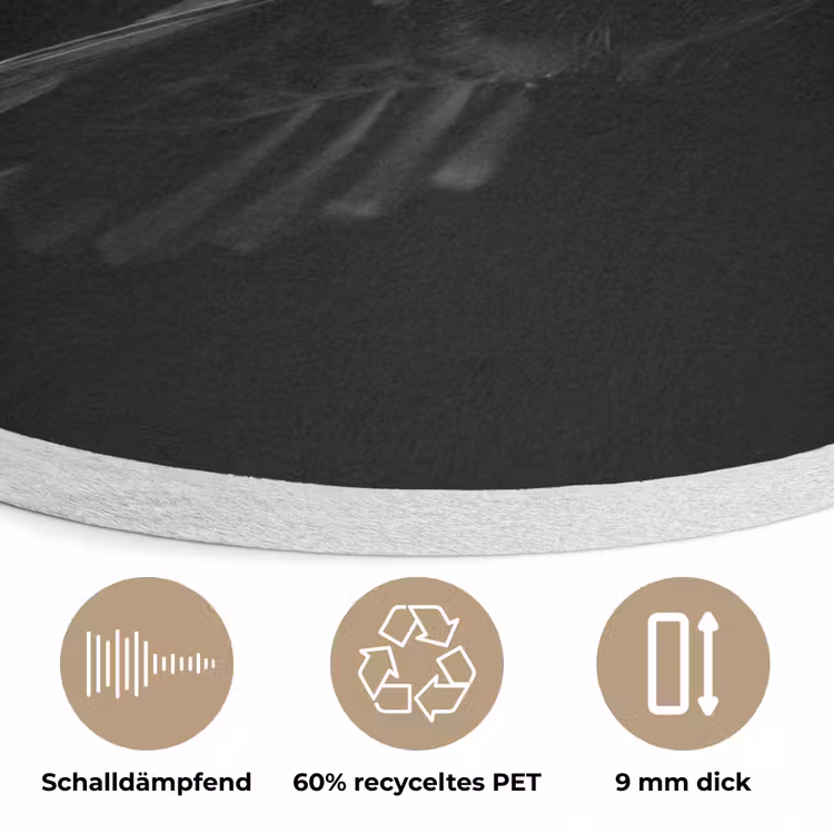 Kolibrie - Zwart - Dieren Akoestische PET Vilt - Rond klein -closeup_DE