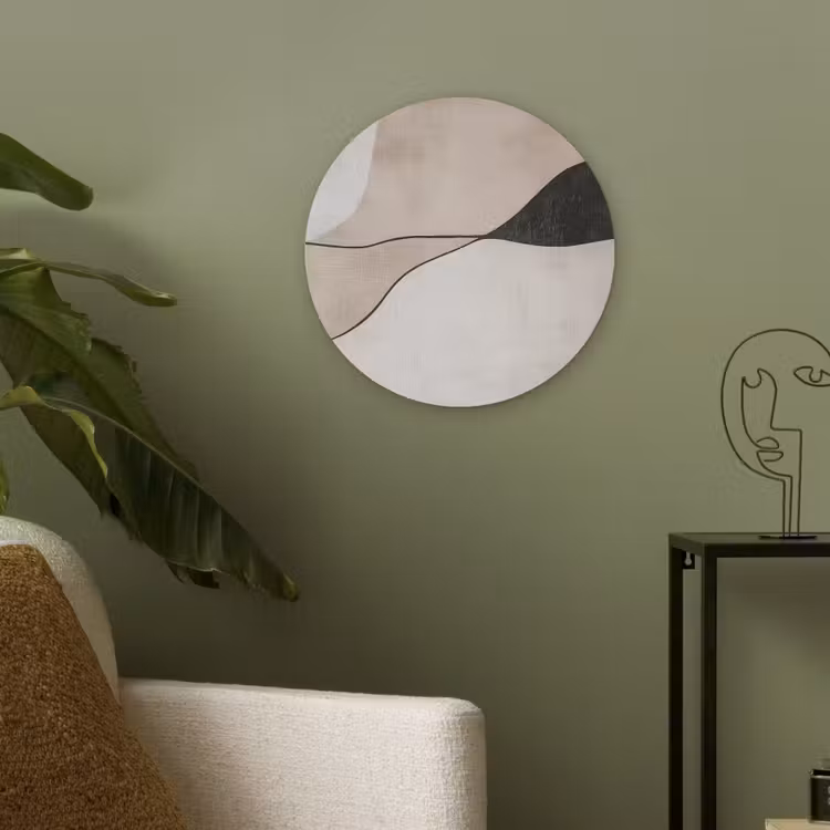 Contourlijnen - Abstracte landschap Akoestische PET Vilt - Rond klein -sfeer2