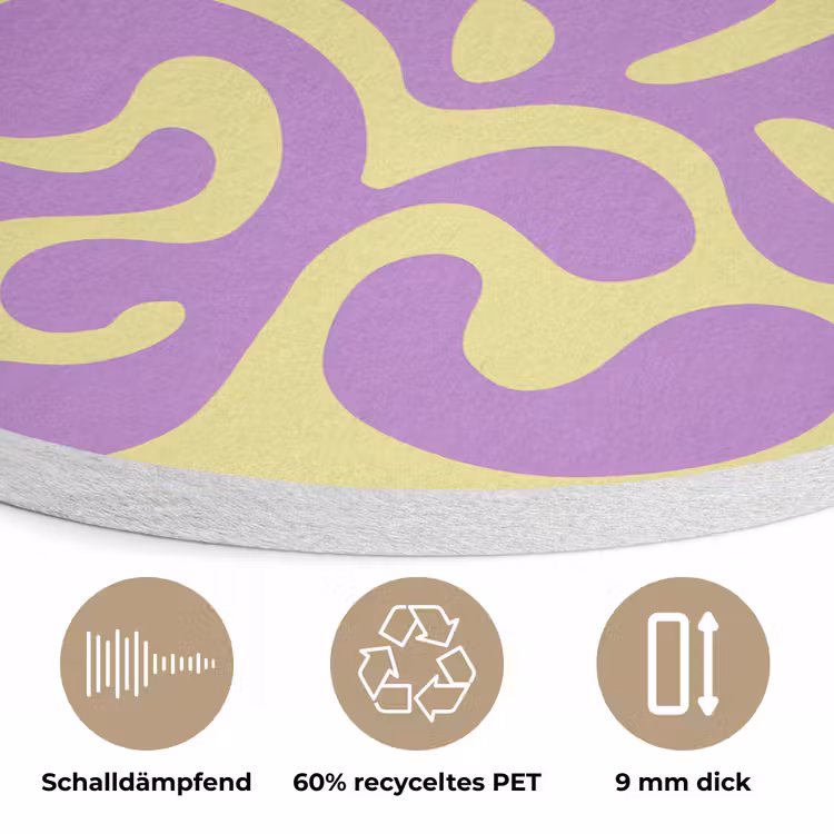Koraal - Cirkel - Abstract - Geel Akoestische PET Vilt - Rond klein -closeup_DE