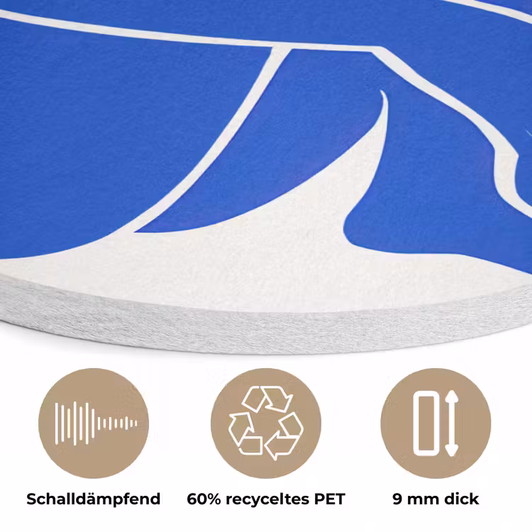 Lichaam - Abstract - Blauw Akoestische PET Vilt - Rond klein -closeup_DE