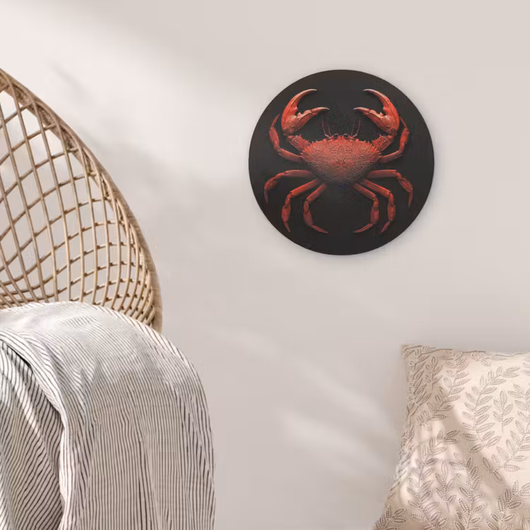 Krab - Rood - Vissen - Schaaldieren Akoestische PET Vilt - Rond klein -sfeer4