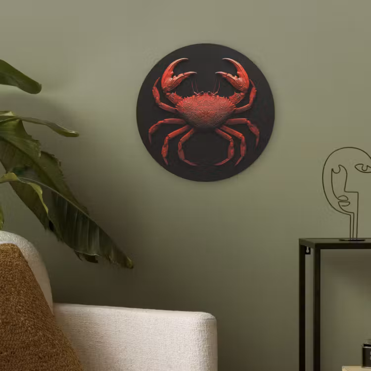 Krab - Rood - Vissen - Schaaldieren Akoestische PET Vilt - Rond klein -sfeer2