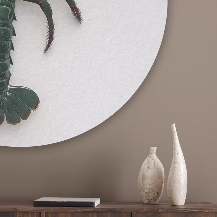 Kreeft - Glossier - Groen - Wit Akoestische PET Vilt - Rond klein -sfeer5_closeup