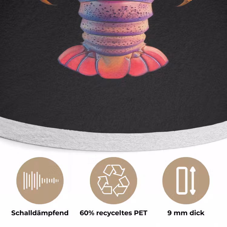 Kreeft - Paars - Roze - Zwart - Stippen - Lila Akoestische PET Vilt - Rond klein -closeup_DE