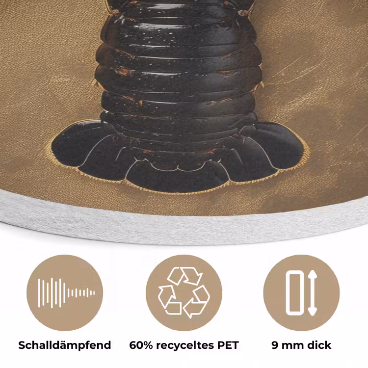 Kreeft - Zwart - Goud - Luxe Akoestische PET Vilt - Rond klein -closeup_DE