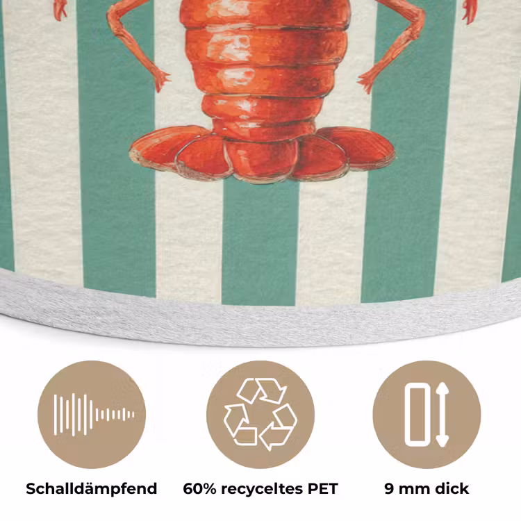 Kreeft - Strepen - Realistisch - Zomers Akoestische PET Vilt - Rond klein -closeup_DE