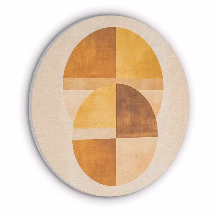 Cirkels - Geel - Minimalistisch Akoestische PET Vilt - Rond klein -3d