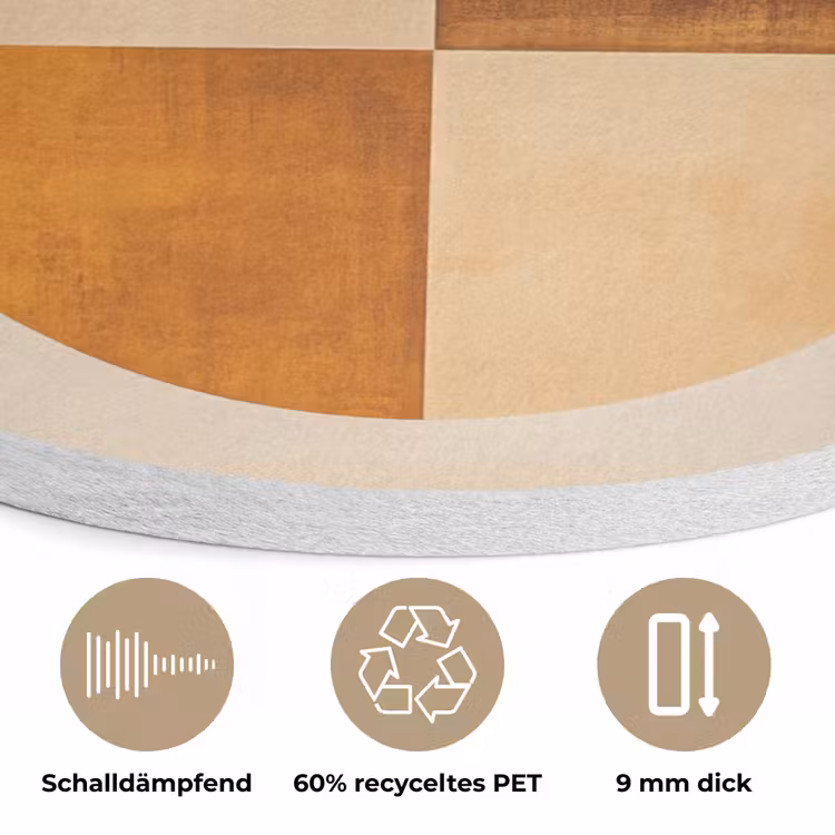 Cirkels - Geel - Minimalistisch Akoestische PET Vilt - Rond klein -closeup_DE