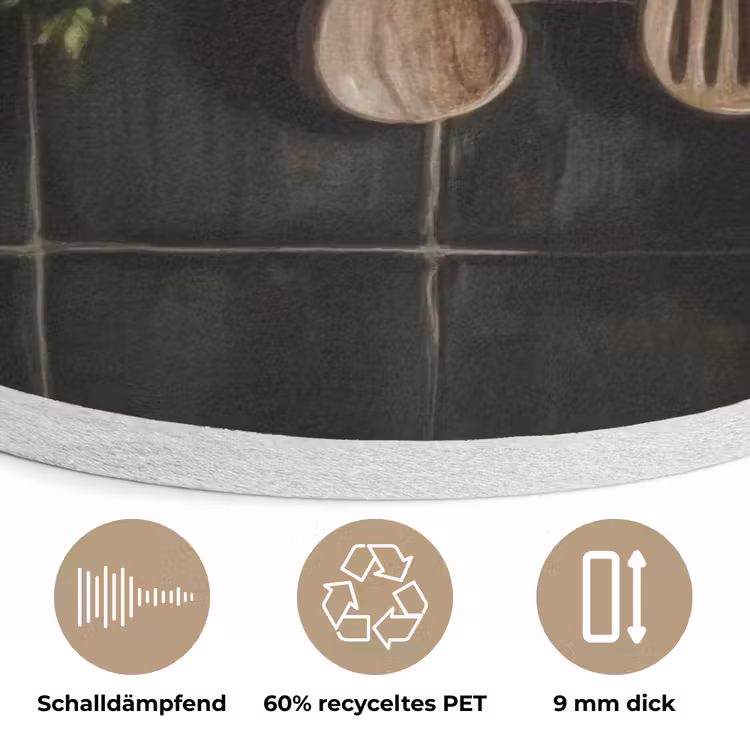 Keukengerei - Rustiek - Tegels - Kruiden Akoestische PET Vilt - Rond klein -closeup_DE