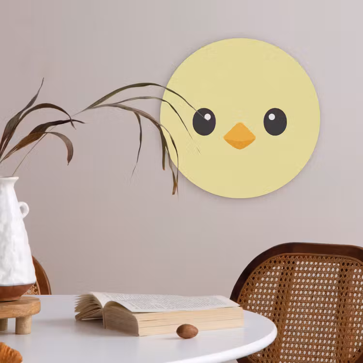 Kuiken - Vrolijk - Geel - Minimalistisch Akoestische PET Vilt - Rond klein -sfeer3