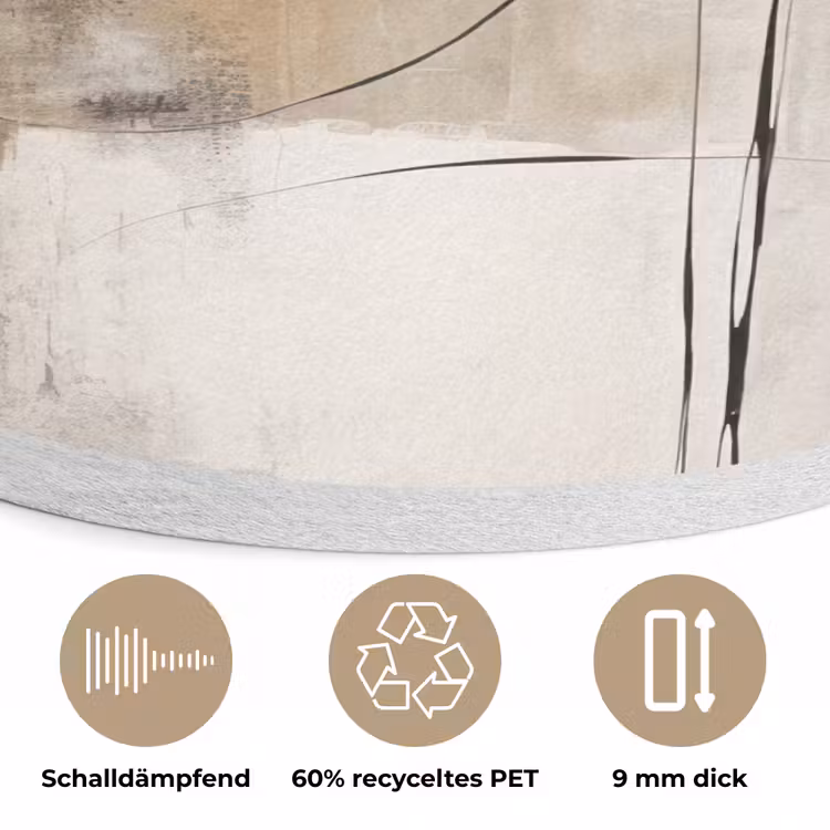 Kunst - Abstract - Grijs - Industrieel Akoestische PET Vilt - Rond klein -closeup_DE