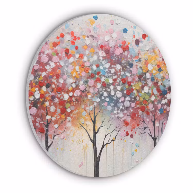 Kunst - Bomen - Natuur - Acryl Akoestische PET Vilt - Rond klein -3d