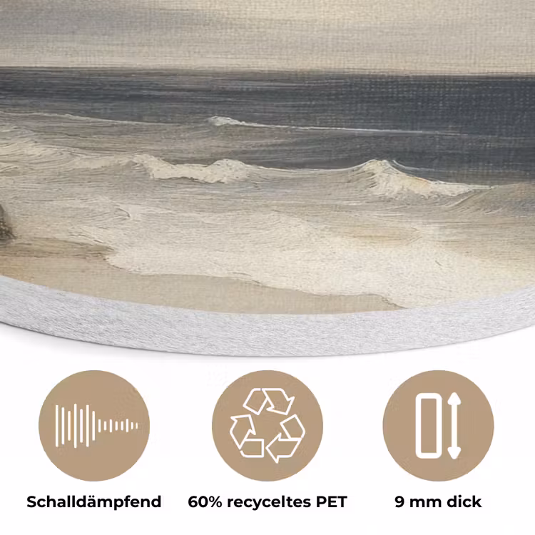 Kust - Golven - Rots - Storm Akoestische PET Vilt - Rond klein -closeup_DE