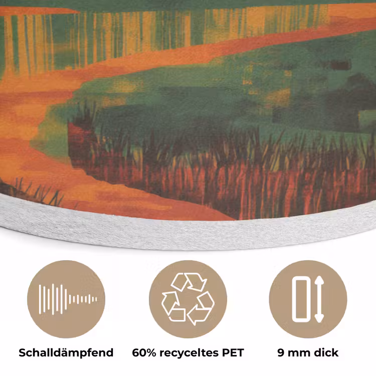 Landschap - Afrikaans - Zon Akoestische PET Vilt - Rond klein -closeup_DE