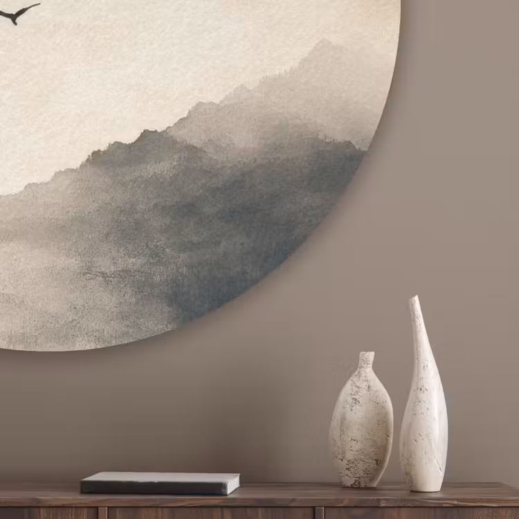 Landschap - Japandi - vogel Akoestische PET Vilt - Rond klein -sfeer5_closeup