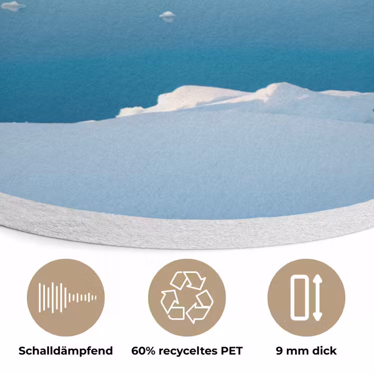 Landschap - Winter - Meer - Bergen - Uitzicht - IJs Akoestische PET Vilt - Rond klein -closeup_DE