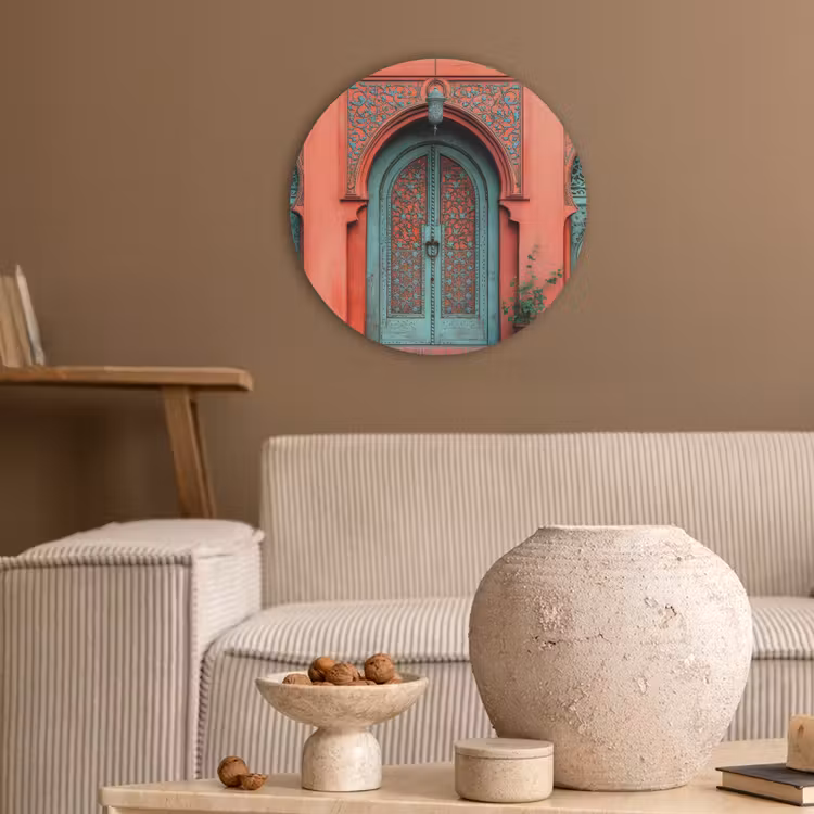 Lantaarn - Deur - Turquoise Akoestische PET Vilt - Rond klein -sfeer1