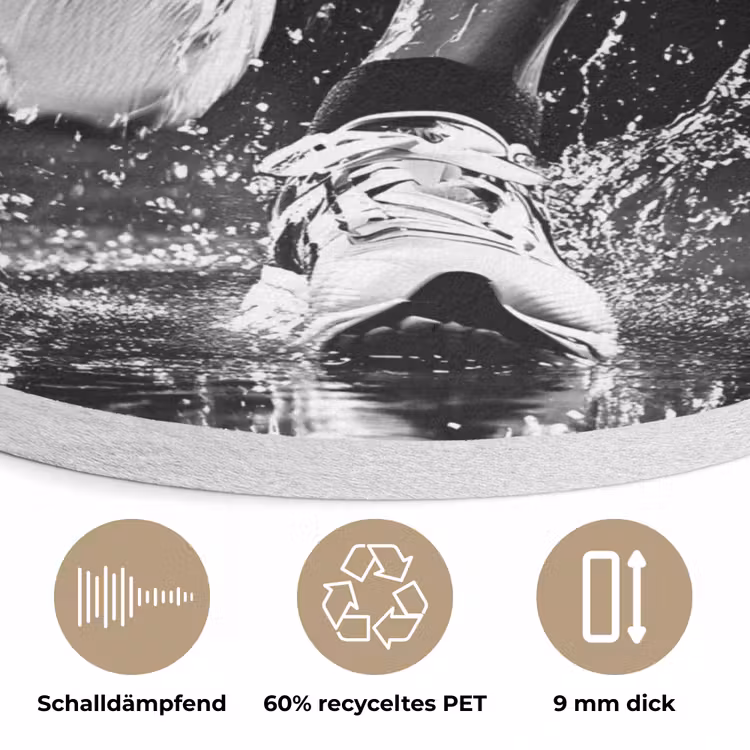 Hardloopschoenen - Rennen - Druppels - Zwart Akoestische PET Vilt - Rond klein -closeup_DE